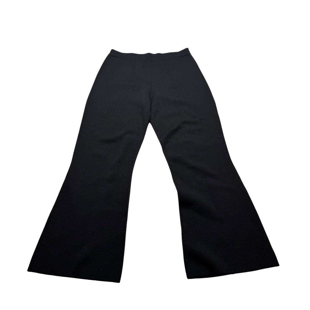 THEORY Thick Knit Pants Black Pintuck Kick Flare Women's Size 8 Pull On Career